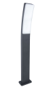 Moderne LED-Wegeleuchte aus Aluminium in Anthrazit, gebogenes Design, energiesparende Außenbeleuchtung.