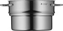 Edelstahl-Dampfgartopf von WMF mit zwei Griffen, glänzend, ideal zum gesunden Kochen und Dämpfen.