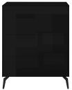 Schwarze Kommode mit vier Schubladen, modernem Design und Metallfüßen, ideal für Schlafzimmer oder Wohnzimmer.