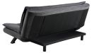 Graues Schlafsofa mit klappbarer Rückenlehne, modernes Design, Polsterung, Metallfüße, Rückansicht.