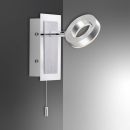 Moderne LED-Wandleuchte aus Metall in Silber mit Zugschalter, energiesparend, für Wohnzimmer oder Flur.