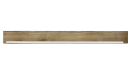 Moderne LED-Wandlampe aus Holz in rechteckiger Form, warmweißes Licht, minimalistisches Design.