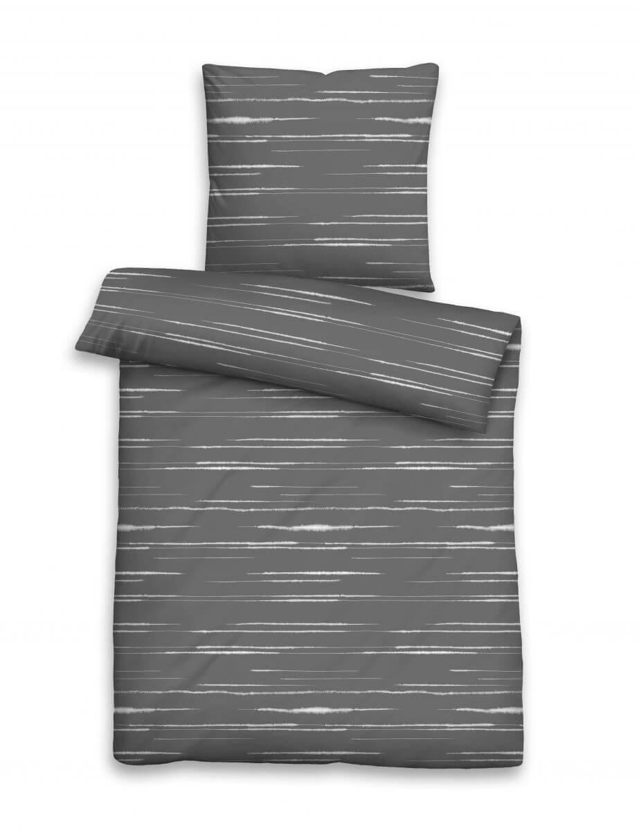 Mako-Satin Bettwäsche 155x220cm silber-grau Mako-Satin Bettwäsche 155x220cm silber-grau