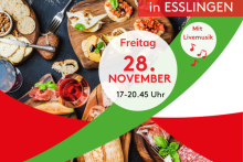 Italienisches Buffet mit Antipasti, Brot, Wein und Livemusik am 28. November in Esslingen.