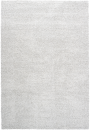 Heller, rechteckiger Hochflor-Teppich in Grau, weiche Oberfläche, modernes Wohnaccessoire für Wohnzimmer.