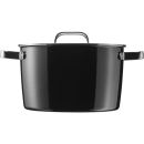 Schwarzer Kochtopf mit Deckel und Griffen aus Edelstahl, ideal für Küche, Kochen und Zubereitung von Speisen.