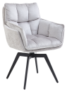 Moderner, gepolsterter Sessel in Hellgrau mit Metallbeinen, ideal für Wohnzimmer oder Büroeinrichtung.