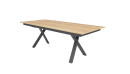 Moderner Schreibtisch mit Holzplatte und schwarzen Metallbeinen, minimalistisches Design, Büromöbel