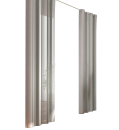 Transparenter Vorhang in hellgrau vor Fenster, lichtdurchlässig, modern, Wohnzimmer, elegantes Design