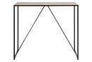 Moderner Beistelltisch mit Holzplatte und schwarzem Metallgestell im minimalistischen Industriedesign.