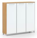 Schuhkommode Santina, Eiche bianco - Optiweiß; Holz, Glas