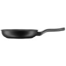 Schwarze Antihaft-Pfanne mit ergonomischem Griff, ideal zum Braten und Kochen in der Küche.
