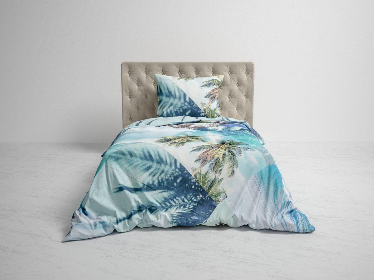 Bettwäsche GOTS Jaron 155x220cm Palm Blue Bettwäsche GOTS Jaron 155x220cm Palm Blue