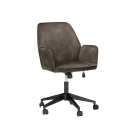 Moderner, brauner Bürostuhl mit Armlehnen, höhenverstellbar, auf fünf Rollen, ideal für Homeoffice und Büro.