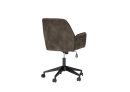 Brauner Bürostuhl mit Rollen, höhenverstellbar, ergonomisch, modernes Design, Rückenlehne, Seitenansicht.