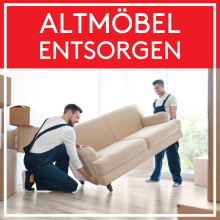 Zwei Männer tragen ein Sofa, darüber steht „ALTMÖBEL ENTSORGEN“ auf rotem Hintergrund. plaintext Kopieren Bearbeiten Zwei Männer tragen ein Sofa, darüber steht „ALTMÖBEL ENTSORGEN“ auf rotem Hintergrund. plaintext Kopieren Bearbeiten