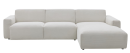 Modernes, großes Ecksofa in Beige mit Ottomane, minimalistisches Design, bequemes Polstermöbel fürs Wohnzimmer.